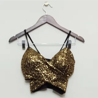 Bojo feminino paetê alcinha cropped com - Vermelho