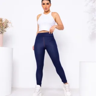 Legging Jeans Feminina Cos Alto Skinny com lycra - CINZA COR