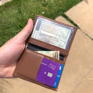 Porta Cartão Slim, Carteira Pequena, CNH - Marrom