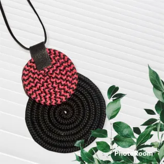 Mandala Dupla Maxi Colar Colorido Artesanal de Corda Náutica - 48. Azul Noite/Chevron