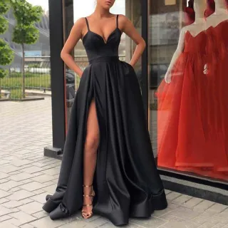 Alta Qualidade Vestido Feminino Festa - Desconto Online - Preto Preto