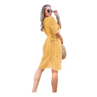 Kimono Manga Longa Praia - Saída de Praia - Rosa Pink