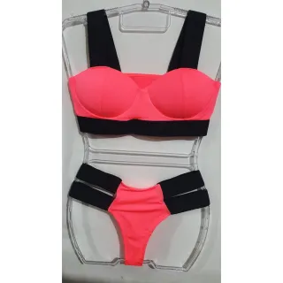 Tendência Blogueira: Biquíni Feminino Neon com Elástico - Onca (Elastic Amarelo/Laranja)