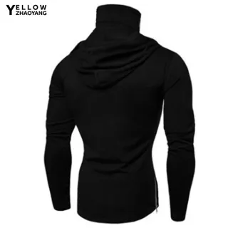 Moletom Masculino Outono Casual com Capuz e Estampa de Rosto - Cor Sólida - Grey