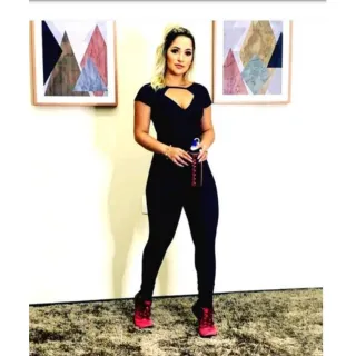 Macacão fitness feminino longo com bojo para academia - Azul Marinho