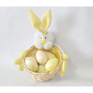 Coelho de Páscoa em Cesta de Vime - 20x18x18 - Laranja