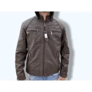 Pronta Entrega Jaqueta Masculina Slim de Couro Top - Marrom