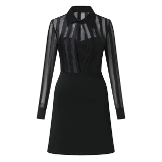 Vestido de Malha Glitter Manga Longa Feminino Curto com Decote em V Linha A para Clube/Festa/Social P-XXXG - Brilho
