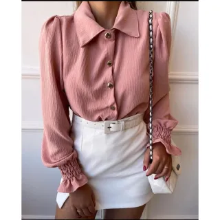 Lançamento na loja: Camisa Social Feminina manga Princesa - Várias cores - Laranja