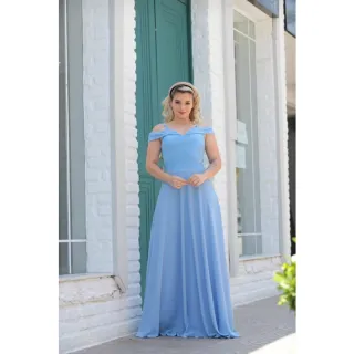 Elegante Vestido Longo para Madrinha de Casamento - AZUL TIFFANY