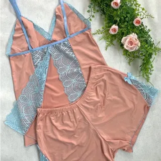 Pijama Linha Noite Baby Doll Feminino com Detalhe em Renda - ROMANCE C/ FROZEN