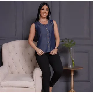 Botões frontais Regata - JEANS ESCURO