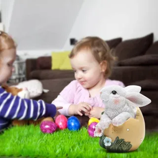 Decoração Criativa de Páscoa: Coelhinho Ornamento Resina Multicolorido - A