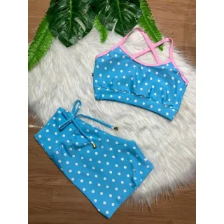 Conjunto Fitness Feminino Alcinha e Short com Cordinha - Rosa rosa bebê