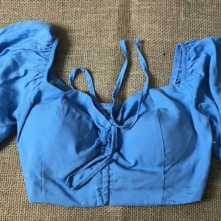 Tamanho Único Cropped Ciganinha em Viscose com Bojo - Laranja