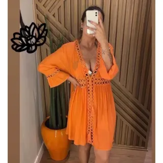 Moda Luxo Feminina: Kimono Curto Banho Piscina - Verao 661 - Preto