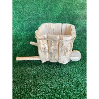 Carrinho Vaso Cachepô Madeira Café Rústico 8x8cm - Único