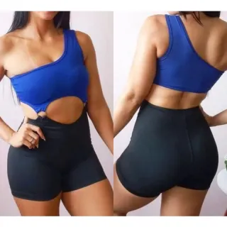 Macaquinho fitness academia curto com bojo alça única argola - Estampa 05