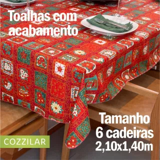 Toalha de Mesa Importada Natalina Luxo Retangular 2,10m x 1,50m - Modelo 9