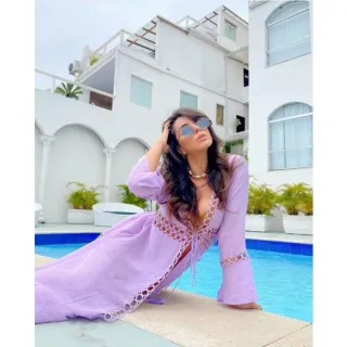 Quimono longo simples para piscina e banho - Saída de praia feminina - 3renda preto