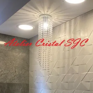 Economia de energia - Lustre luminária 68 cm com pingentes para cortina - Único