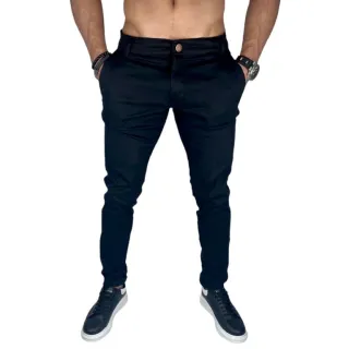 Pronta Entrega Calça Masculina Sarja Casual Tradicional Lisa - Preta
