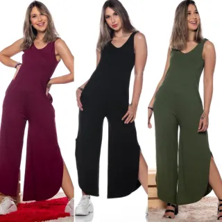 Macacão Pantacourt Casual Versátil com Bolso - 7 Cores - Azul Marinho