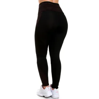 Detalhe em Risca - Calça Legging Fitness Cós Alto - Marrom