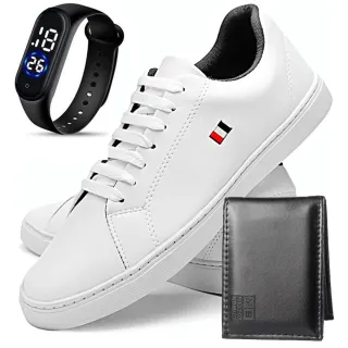 Relógio, Carteira e Sapatênis Branco Masculino - Linha MB