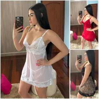 Calcinha com Renda e Camisola de Tule