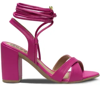 Moda Sandália Feminina Salto Bloco Amarração Munita-28.18 - MENTA