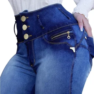 Botões Hot Pants Calça Jeans Feminina Cintura Alta - Promoção - 36