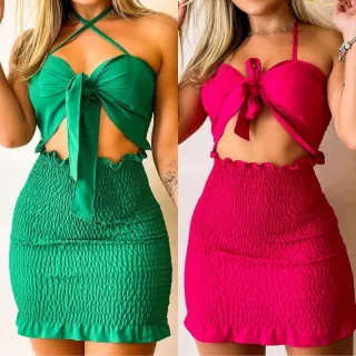 Vestido Blogueirinha Elastec Tubinho Feminino Curto - Verde água