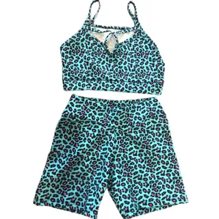 Conjunto Fitness Premium Top Feminino Estampado Ou Liso + Short para Academia - Estampa 01