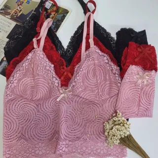 Conjunto Sexy Lingerie Feminino Renda Calcinha Shortinho + Sutiã Sem Bojo - SEM