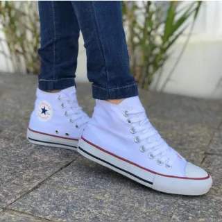 Converse All Star Botinha Cano Alto - Tênis Bota Masculino e Feminino - Preto com listra preta