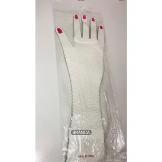 Fantasia Cosplay Luva Arrastão Longa - Par - Branco