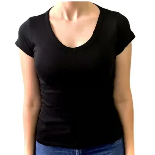 Blusa GOLA V Mescla em Algodão e Elastano - Cinza Mescla