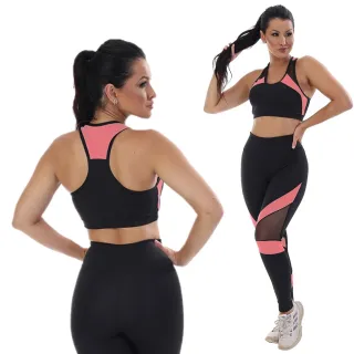 Top sem bojo e legging para academia - Conjunto c95 - Azul