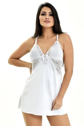 Lingerie Mia Decotada Renda Camisola - Rosa