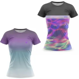 Camiseta Dry Fit Feminina para Academia - Kit com 2 Blusas - Sky - Cinza Preto