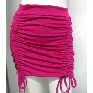 Moda gringa: Saia Curta Feminina Suplex Ajustável Franzida na Lateral - pink( Franzida  2 frente)