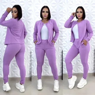 Blusa Manga Longa e Calça Conjunto Inverno Moda Blogueira - Fuschia