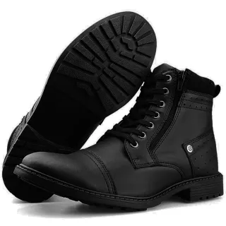 Cadarço Ajustável Zíper Bota Coturno Casual Masculina Cano Baixo - Marrom (590)