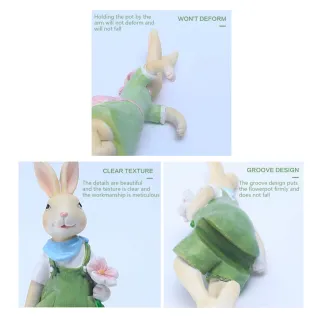 Estátuas de Coelhos Decorativos - Miniaturas de Resina para Jardim - Único
