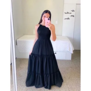 Moda Feminina: Vestido Longo Estampado Lastex Lola - Vermelho