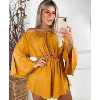 Manga Flare Macaquinho Liso VERÃO - Azul