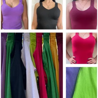 Blusinha Regata Alça Elástico Com Forro - Blusa Canelada de Ribana - Verde Militar