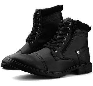 Cadarço Ajustável Zíper Bota Coturno Casual Masculina Cano Baixo - Marrom (590)