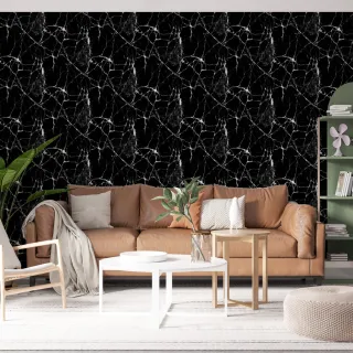 Adesivo Mármore Preto Autocolante - Papel de Parede Cozinha Pedra 1m x 50cm - Único